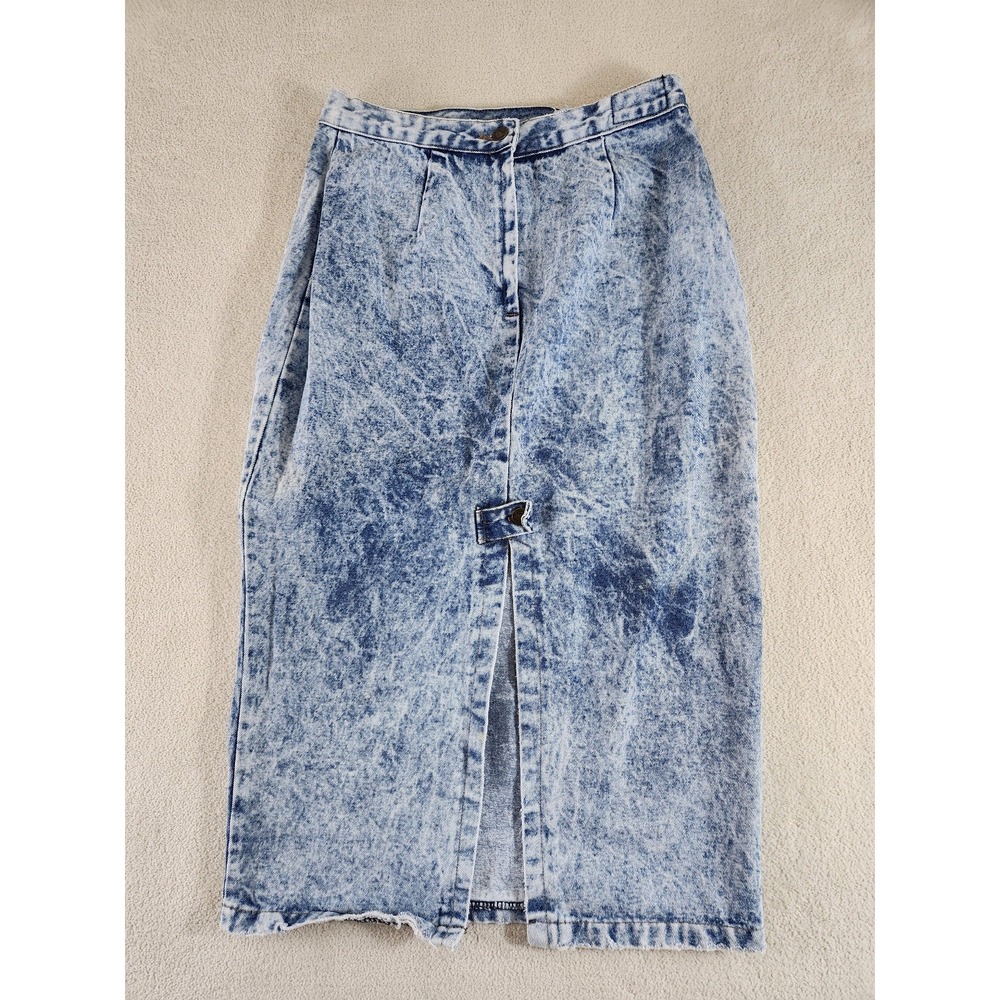 Vintage 80s Weathered Blues Stone Washed Denim Pencil Skirt Size (?)